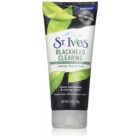  Sữa Rửa Mặt Tẩy Tế Bào Chết Trà Xanh Làm Giảm Mụn Đầu Đen St.Ives Blackhead Clearing Scrub Green Tea 170g 