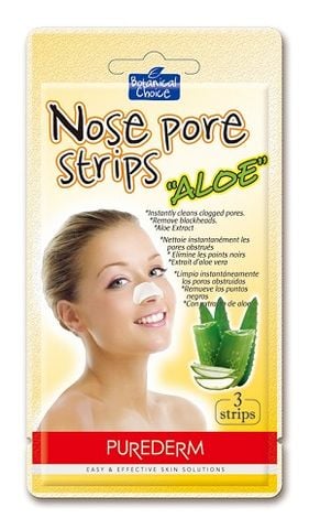  Mặt Nạ Lột Mụn Cám Mũi Nha Đam PUREDERM Nose Pore Strips Aloe ( 3 strips) 