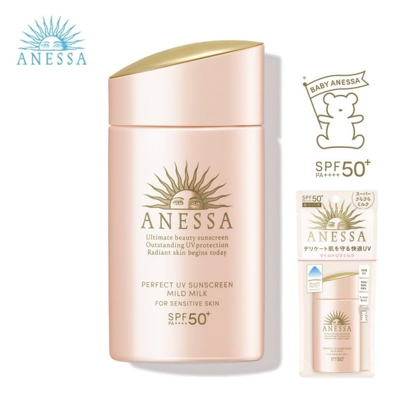  Anessa Sữa chống nắng dịu nhẹ cho da nhạy cảm và trẻ em SPF 50+ 60ml (ANESSA PERFECT UV SUNSCREEN MILD MILK NA) 