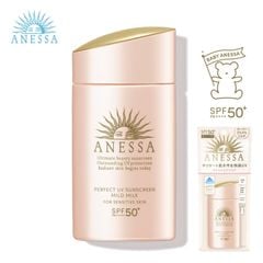  Sữa Chống Nắng Dịu Nhẹ Cho Da Nhạy Cảm Và Trẻ Em Anessa SPF50+ PA++++ Perfect Uv Sunscreen Mild Milk 60ml 