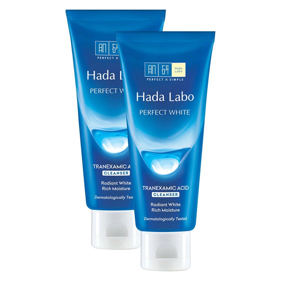  Combo 2 Kem Rửa Mặt Dưỡng Trắng Hadalabo Perfect White Tranexamic Acid Cleanser 80G 