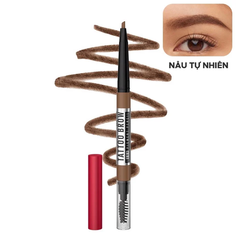  Chì Kẻ Mày 36H Lâu Trôi Maybelline Tattoo Brow Pigmented Pencil 02 #Natural Brown Nâu Tự Nhiên 0.25g 