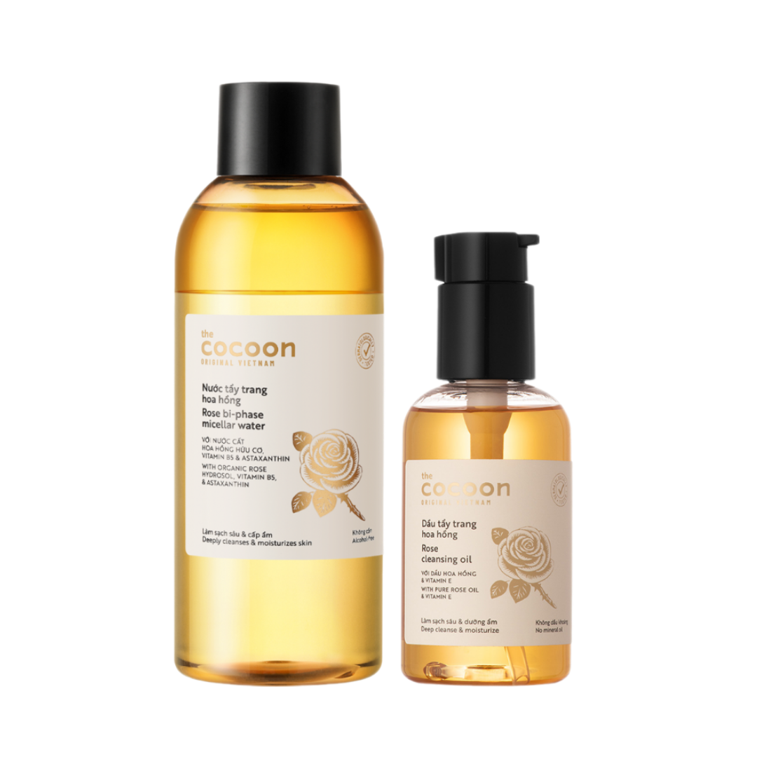  Combo Cocoon Nước Tẩy Trang Hoa Hồng 310ml Và Dầu Tẩy Trang Hoa Hồng 140ml 