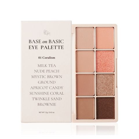  PHẤN MẮT 8 Ô BOM BASE ON BASIC EYE PALETTE-01 CORALISM 