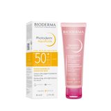  Combo Bioderma Photoderm Aquafluide SPF 50+ (Invisible) and Sensibio Gel Moussant 45ml 