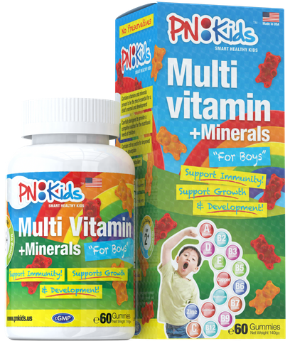  Kẹo Dẻo Giúp Tăng Sức Đề Kháng Cho Bé Trai PN Kids MULTI VITAMIN+MINERALS hộp 60 viên - DATE 