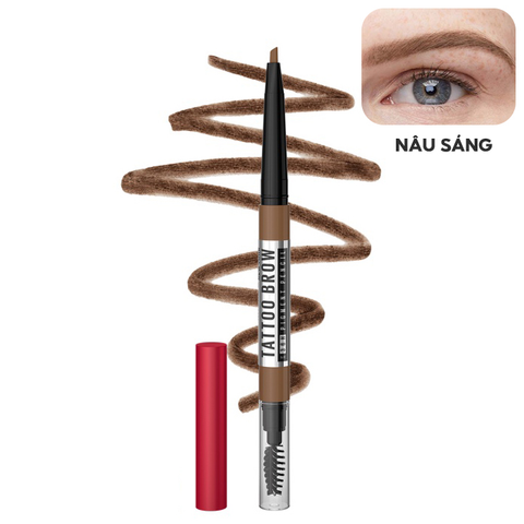  Chì Kẻ Mày 36H Lâu Trôi Maybelline Tattoo Brow Pigmented Pencil 03 #Light Brown Nâu Sáng 0.25g 