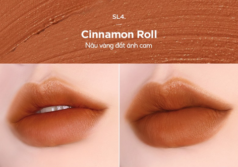  (New) Son Kem Lì Merzy Soft Touch Lip Tint #SL4 Cinnamon Roll Nâu Vàng Đất Ánh Cam 3g 