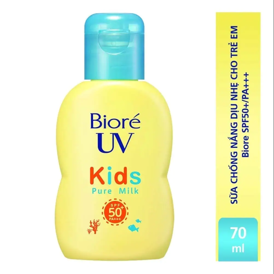 Sữa Chống Nắng Dịu Nhẹ Cho Trẻ Em Bioré UV Kids Pure Milk SPF50+ PA+++ 70ml - DATE