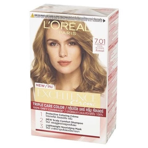  Màu Nhuộm Dưỡng Tóc Phủ Bạc L'Oréal Excellence Crème #7.01 Cool Blonde Vàng Sáng 172ml 