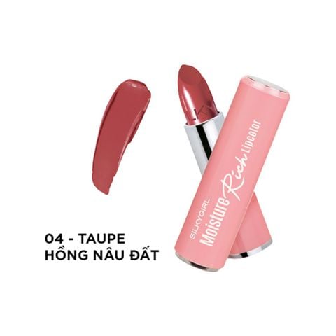  SON THỎI MÀU NHIỀU DƯỠNG SILKYGIRL MOISTURE RICH LIPCOLOR 04 TAUPE 3.2G 