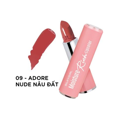  SON THỎI MÀU NHIỀU DƯỠNG SILKYGIRL MOISTURE RICH LIPCOLOR 09 ADORE  3.2G 