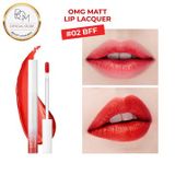  Son Kem Lì BOM OMG Matt Lip Lacquer 4g #02 BFF - Đỏ Cam 