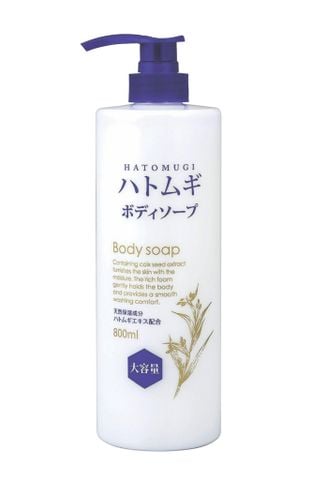  Sữa Tắm Ý Dĩ Dưỡng Sáng Da Cao cấp (Bông Vàng) Hatomugi Moisturizing & Washing 800ml 