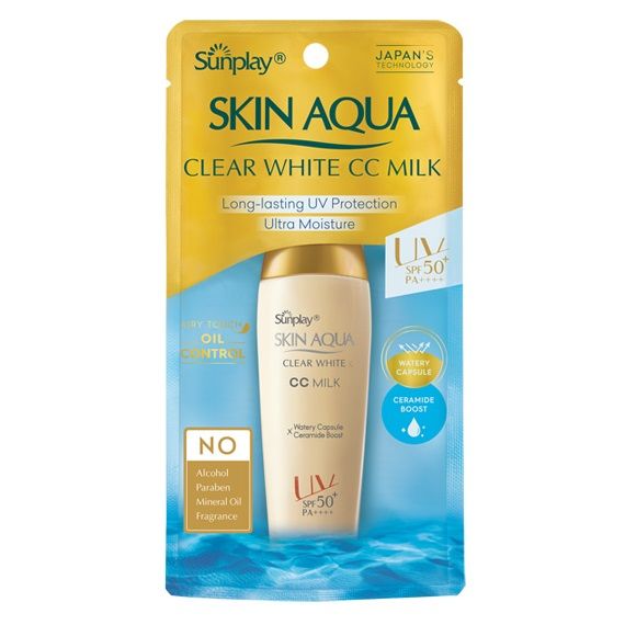 Sữa chống nắng dưỡng da tạo nền trắng mịn Sunplay Skin Aqua Clear White CC Milk SPF50+ PA++++ 25g