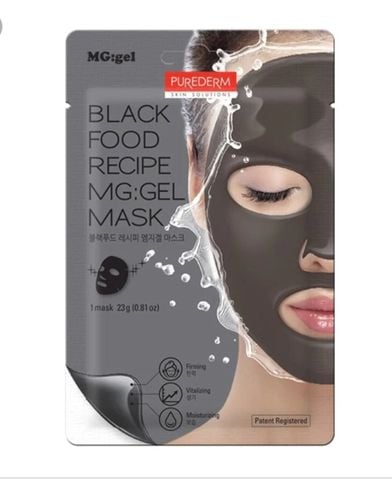  Mặt nạ gel than hoạt tính dưỡng trắng da PUREDERM BLACK FOOD RECIPE MG:GEL MASK 