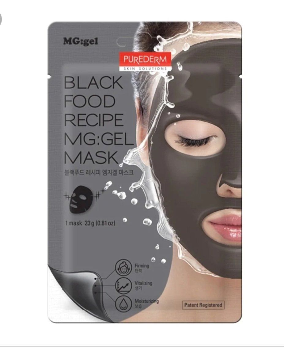  Mặt nạ gel than hoạt tính dưỡng trắng da PUREDERM BLACK FOOD RECIPE MG:GEL MASK 