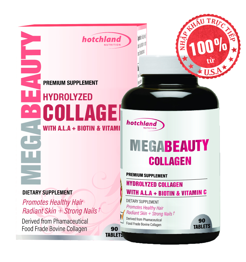  Viên Uống Làm Đẹp Hotchland Nutrition Mega Beauty Collagen 90 Viên 