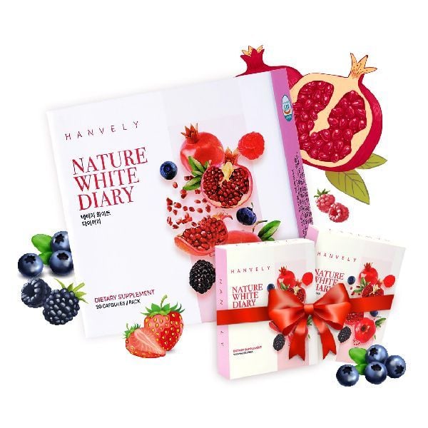  Combo B1G2 Viên Uống Trắng Da Hộp 30 Viên Hanvely Nature White Diary 