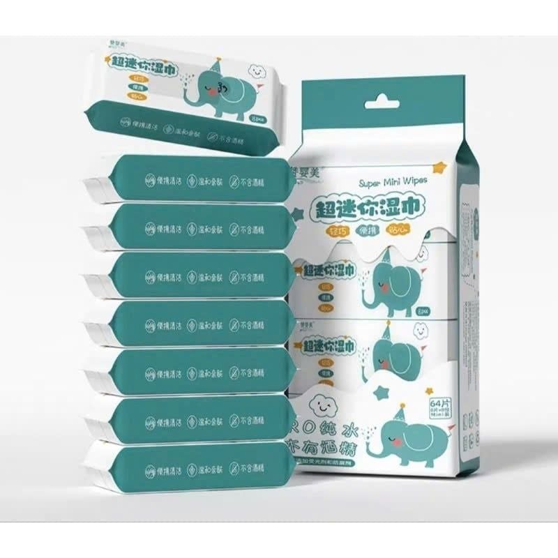  Bịch 8 Gói Khăn Giấy Ướt Mini Không Mùi Nhiều Hình Dễ Thương Bỏ Túi Tiện Lợi 