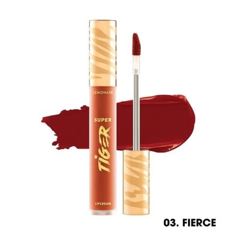  Son Kem Lì Lemonade Supertiger Lipcream #03 Fierce Màu Đỏ Cam Nâu 5g - LOI 