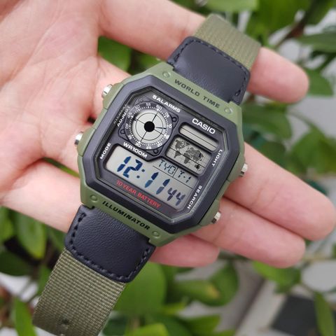  A - Casio AE1200WHB-3BVDF Xanh Quân Đội 