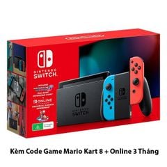 Máy Nintendo Switch V2 Màu Neon + Mario Kart 8 Deluxe & 3 Tháng Switch Online Digital Bundle (AU)