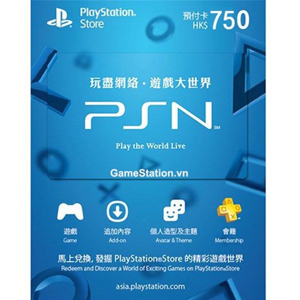 Thẻ PSN Gift Card 750 HKD - Hong Kong