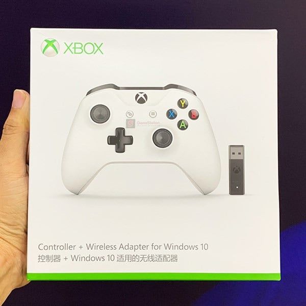 Tay Cầm Xbox One S Kèm USB Adapter Cho Win 10 - Màu Trắng