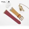 Dây da Charles Swift Đỏ Kem cho Apple Watch size nam (42/44/45mm) - Adapter màu đen