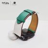 Dây da Charles Nappa Xanh Lá Kem cho Apple Watch size nam (42/44/45mm) - Adapter màu đen