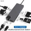 Hub chuyển đổi Type-C cho Macbook Air/Pro/iPad/Surface, điện thoại USB-C 8in1 adapter to VGA/ HDMI/ USB 3.0/ LAN/ SD/TF