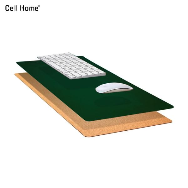 Tấm lót bàn làm việc bằng da mặt dưới lót gỗ Cork chống trượt Cell Home (Medium/ Xanh đậm)