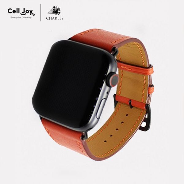 Dây da đồng hồ Apple Watch Nappa Cam Series 1/2/3/4/5/6 chính hãng cao cấp