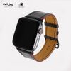 Dây da Charles Nappa Đen cho Apple Watch size nữ (38/40/41mm) - Adapter màu bạc
