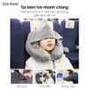 Gối cổ ngủ trưa văn phòng công thái học, gối tựa đầu bơm hơi chữ H kèm nón che mắt