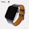 Dây da Charles Nappa Xanh Navy cho Apple Watch size nam (42/44/45mm) - Adapter màu đen