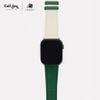 Dây da Charles Nappa Xanh Lá Kem cho Apple Watch size nam (42/44/45mm) - Adapter màu đen