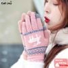 Găng Tay Len Christmas Patterns Cảm Ứng Màn Hình Điện Thoại Chất Len Dày Cho Mùa Đông Siêu Cute