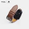 Dây da Charles Nappa Chocolate Kem cho Apple Watch size nam (42/44/45mm) - Adapter màu đen