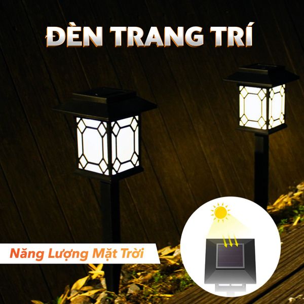 Đèn năng lượng mặt trời phong cách Nhật cắm cỏ trang trí vườn, cột cổng, ban công sân thượng