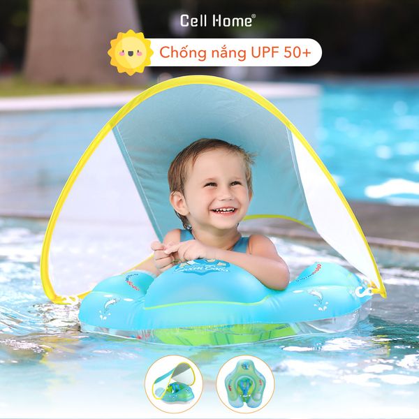 Phao bơi chống lật cho bé 3-12 tháng tuổi SWIMBOBO có mái che chống tia UV chống nắng UPF 50+ (size S)
