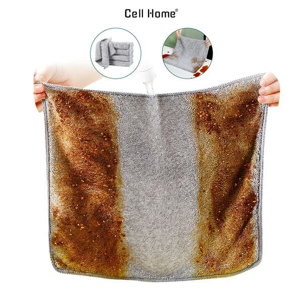Pack 5 khăn lau bếp đa năng sợi than tre 2 lớp siêu thấm hút chống bám dầu mỡ