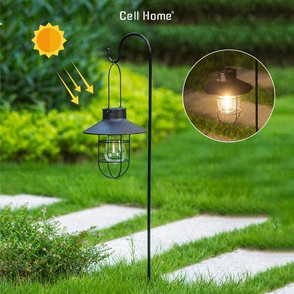 Đèn sân vườn năng lượng mặt trời móc treo Shepherd kim loại cổ điển sang trọng tự động chiếu sáng