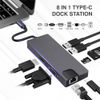 Hub chuyển đổi Type-C cho Macbook Air/Pro/iPad/Surface, điện thoại USB-C 8in1 adapter to VGA/ HDMI/ USB 3.0/ LAN/ SD/TF