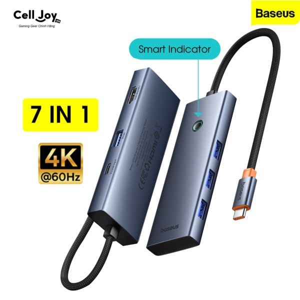 Hub chuyển đổi Type-C Baseus UltraJoy series kết nối 7 in 1 mở rộng (Type-C to USB3.0/ HDMI 4K60Hz/ VGA/ PD 100W)
