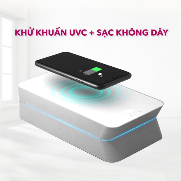 Hộp khử trùng tích hợp sạc không dây MEMO HE-02 UVC cho điện thoại