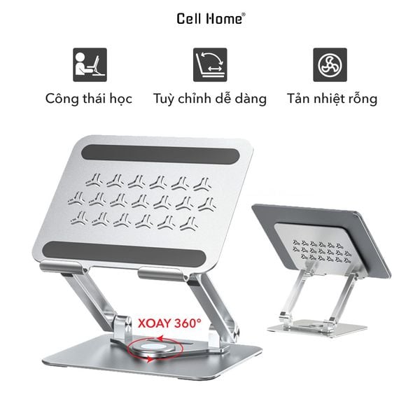 Giá Đỡ Máy Tính Bảng, Ipad, Điện Thoại để bàn - Chất Liệu Hợp Kim Nhôm Cao Cấp Xoay 360 độ