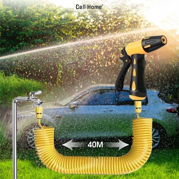 Bộ vòi tưới cây, chăm sóc sân vườn co giãn lò xo 10-40m vòi xịt cất gọn nhiều chế độ tưới