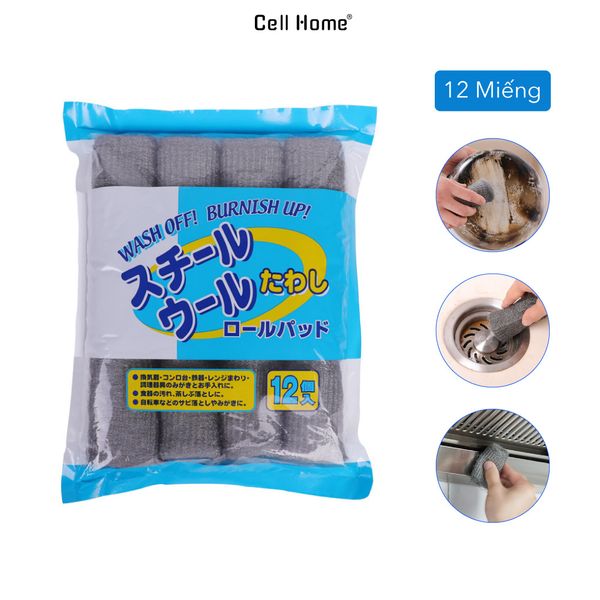 Miếng chà rửa xoong nồi vật dụng kim loại Bon Star Nhật Bản 12 cuộn